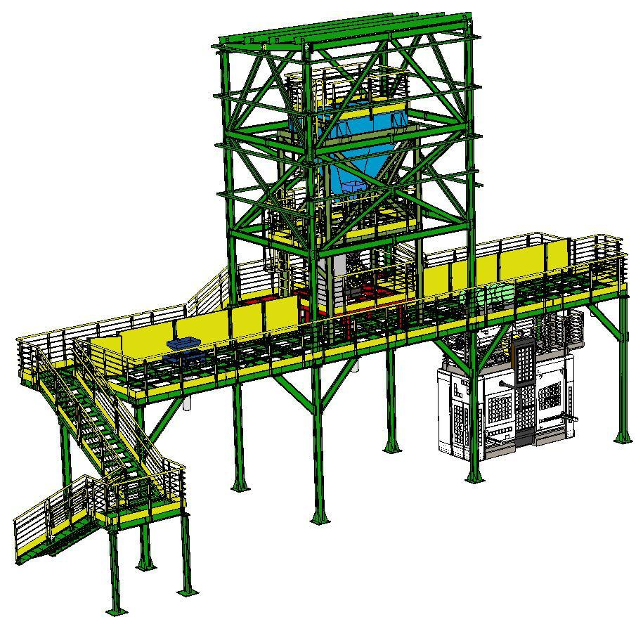 Projeto 3D de planta industrial · estrutura e mezaninos