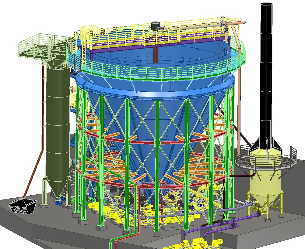 Modelagem 3D de silo e sistema de despoeiramento